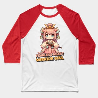 Fearless Heart Warrior Soul Samurai Anime Girl Baseball T-Shirt